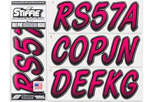 STIFFIE Whipline Berry/Black 3" Boat & PWC Registration Decals • Numbers Letters Stickers