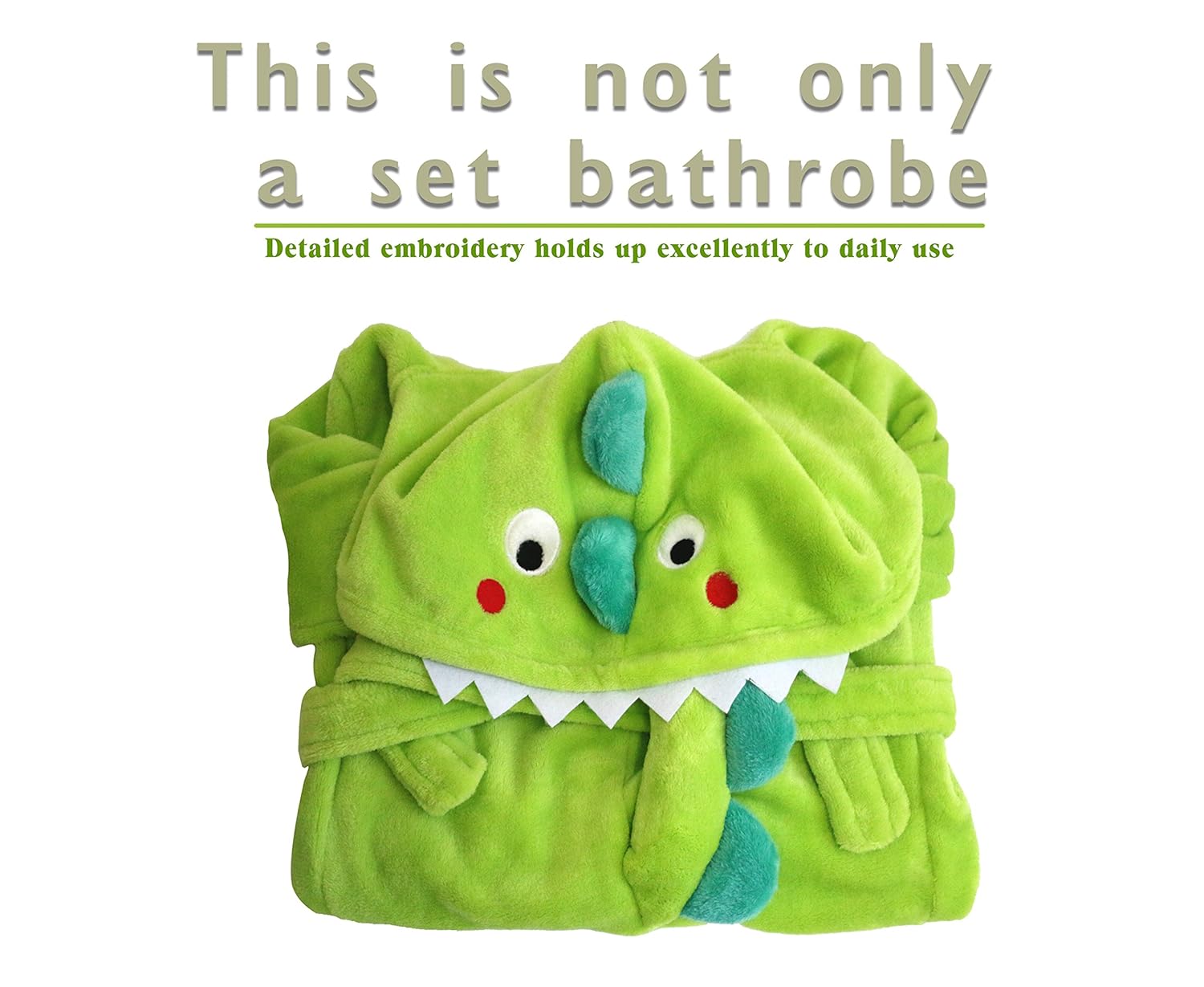 Kids Plush Hooded Bathrobe Dinosaur Flannel Fleece Robe for Boys