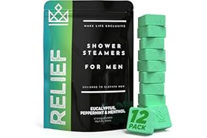 MAKE LIFE EXCLUSIVE Shower Steamers for Men - Relief - Eucalyptus Peppermint Menthol - Organic Shower Bombs - 12 Pack Natural Relaxing Tablets - Strong Scented Long Lasting Aromatic Steamers - Better Breathe Clear Sinus