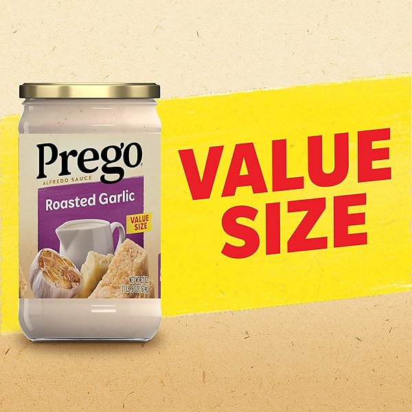 PREGO ALFREDO SAUCE WITH ROASTED GARLIC, 22 OZ JAR