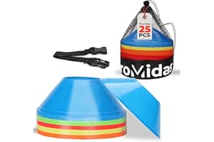 ProMidas Mini Cones for Sports - Better Space Utilization - Comes with Shoulder Strap - for Agility Training Drills (Orange - 25 Pack)