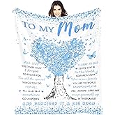 Mom Blanket, Gift for Mom from Daughter Son, Unique Blue Women Throw Blanket Gifts for Mothers Day Anniversary Christmas, Super Soft Warm Flannel Blankets 60"X50" for Couch Bedroom Livingroom