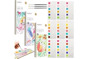 ZYNERY 3-Pack Pocket Watercolor Painting Book, Travel Pocket Watercolor Kit, Mini Watercolor Paint Bookmark Paint with Water Books for Kids 5+(5 year+)