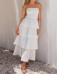 ZESICA Women‘s Summer Boho Strapless Maxi Dress