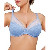 Popilush Minimizer Bras for Women Plus Size Full Coverage Lace Underwire Support Push Up Bra for Heavy Breast Everyday Wear