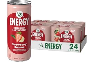 V8 Energy Strawberry Banana Juice Energy Drink, 8 fl oz Can (24 Pack)