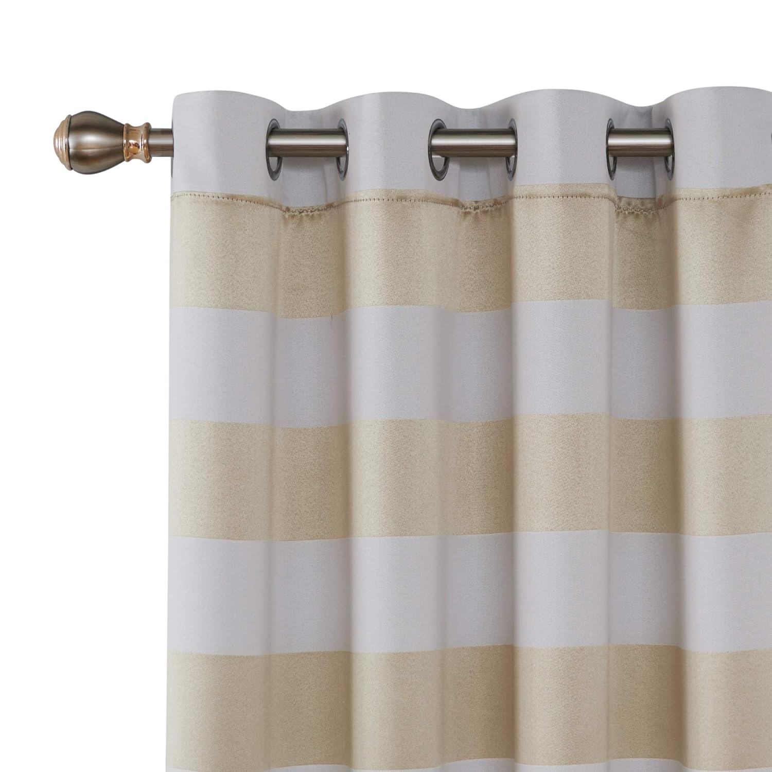 Deconovo Striped Blackout Curtains Grommet Champagne And Greyish