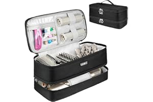 LEFOR·Z Travel Carrying Case Compatible with Shark Flexstyle/FlexFusion/Hair Dryer,Double-Layer Hair Hot Tools Storage Bag Fits for Dyson Airwrap Styler/Supersonic Hair Dryer and Attachments,Black-Bag Only