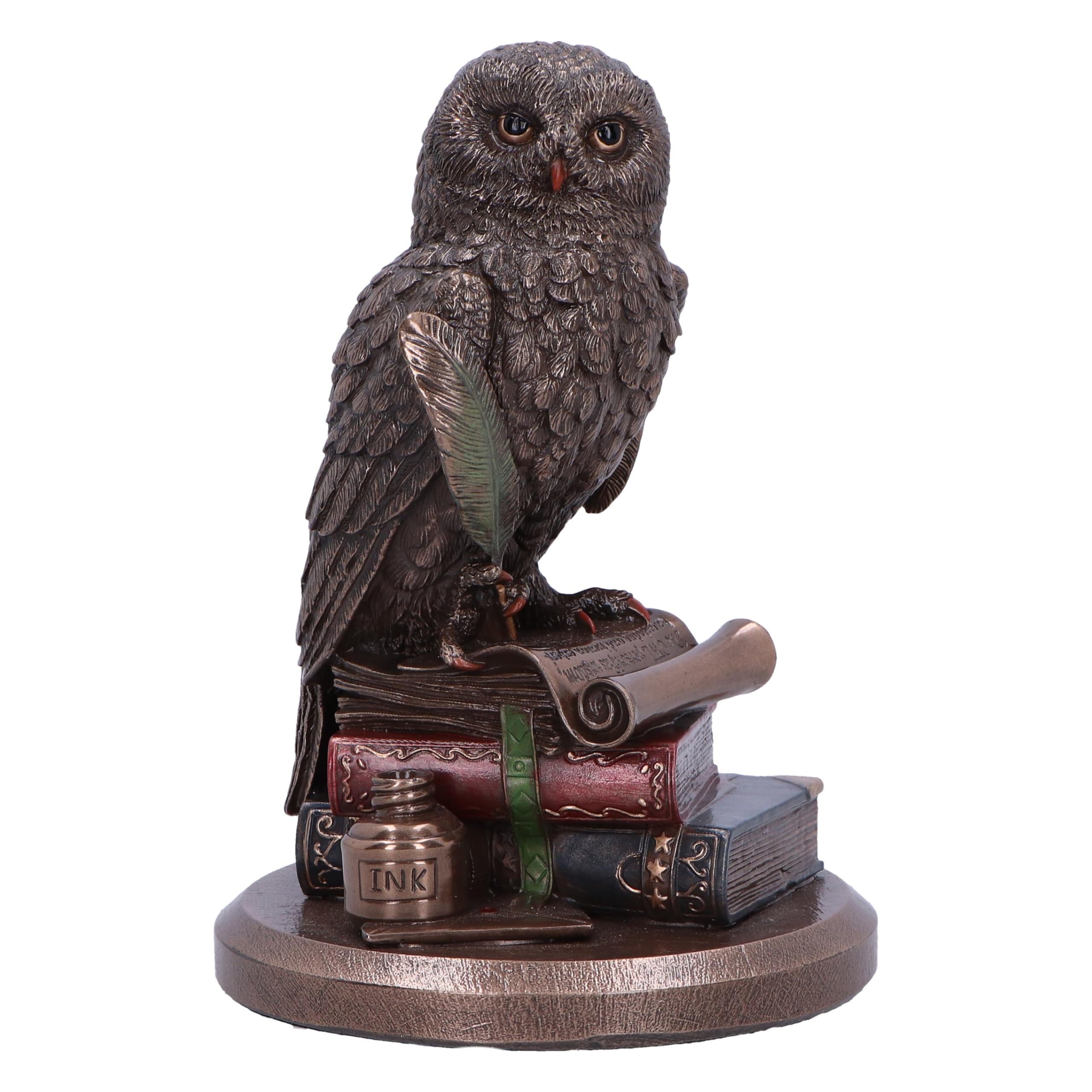 Nemesis Now An Owl’s Tale Bronze Figurine 14.5cm – Wise Owl on Books Resin Ornament