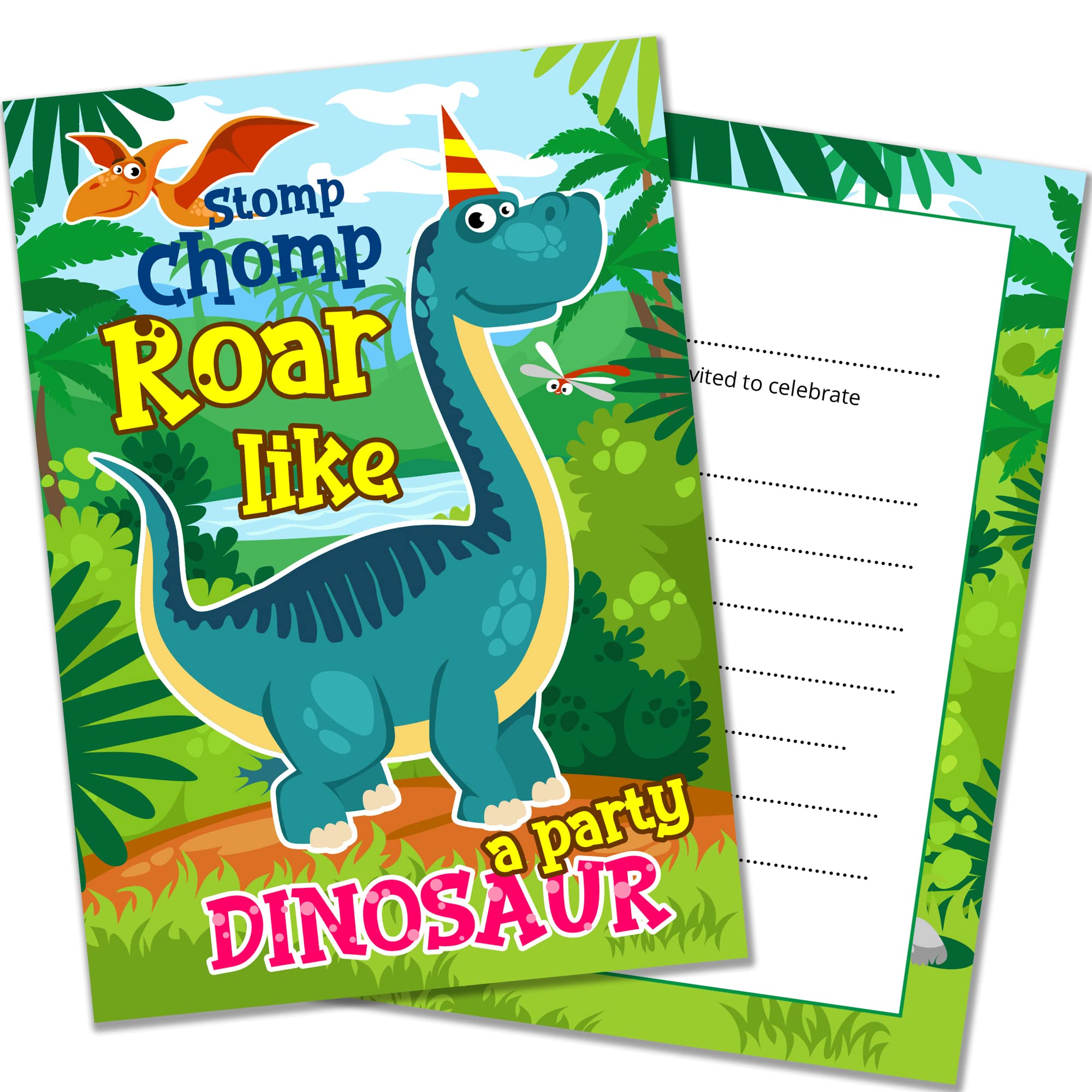 Olivia Samuel 20 x Dino Party Invites from A6 Double Sided Cards with Envelopes
