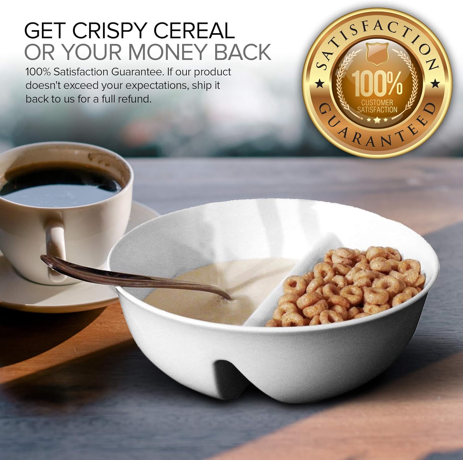  | Just Crunch Anti-Soggy Cereal Bowl - Keeps Cereal Fresh & Crunchy | BPA Free | Microwave Safe | Ice Cream & Topping, Yogurt & Berries, Fries & Ketchup and More – White: Soup Cereal Bowls: Cereal Bowls