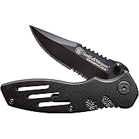 Smith & Wesson Extreme Ops SWA24S 7.1in S.S. Folding Knife with 3.1in Serrated Clip Point Blade and Aluminum Handle for Outdo