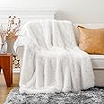BATTILO HOME Luxury White Fluffy Faux Fur Throw Blanket, Large Fur Blankets and Throws for Couch, Bed, Super Soft Cozy Warm Plush Fuzzy Fur Throws with Long Pile, 60"x80" (Ivory)