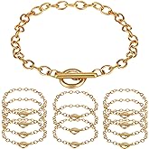 Hicarer 12 Pieces Chain Bracelets for Jewelry Making Alloy Metal Plated Link Bracelet Chains Kit with Ot Toggle Clasps Charms Minimalist Jewelry for Men Women DIY(Gold)