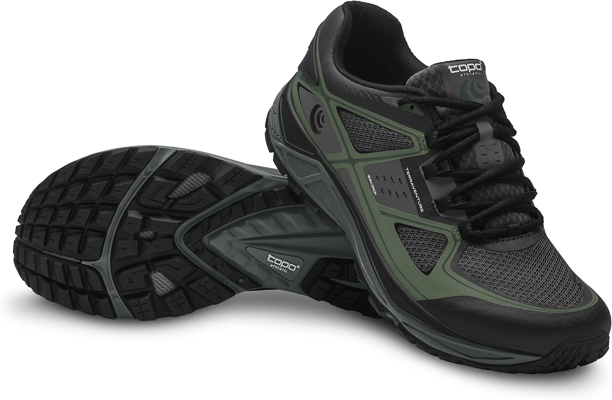 TOPO Men's Terraventure Trail Running Shoes Charcoal/Green 9.5