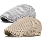 meioro Mens Breathable Mesh Summer Hat Adjustable Flat Cap Newsboy Beret Ivy Cap Irish Cabbie Fishing Hats