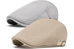 meioro Mens Breathable Mesh Summer Hat Adjustable Flat Cap Newsboy Beret Ivy Cap Irish Cabbie Fishing Hats