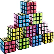 24 Pack Alphabet & Number Mini Cubes, 1.18 Inch 3x3x3 Small Puzzle
