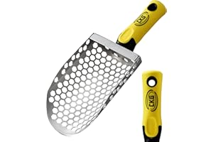 CKG Hand Sand Scoop for Metal Detecting with Ergonomic Yellow Handle, Metal Detecting Shovel for Beach Sand Sifter, Heavy Duty Stainless Steel, Perfect from Metal Detector Accessories