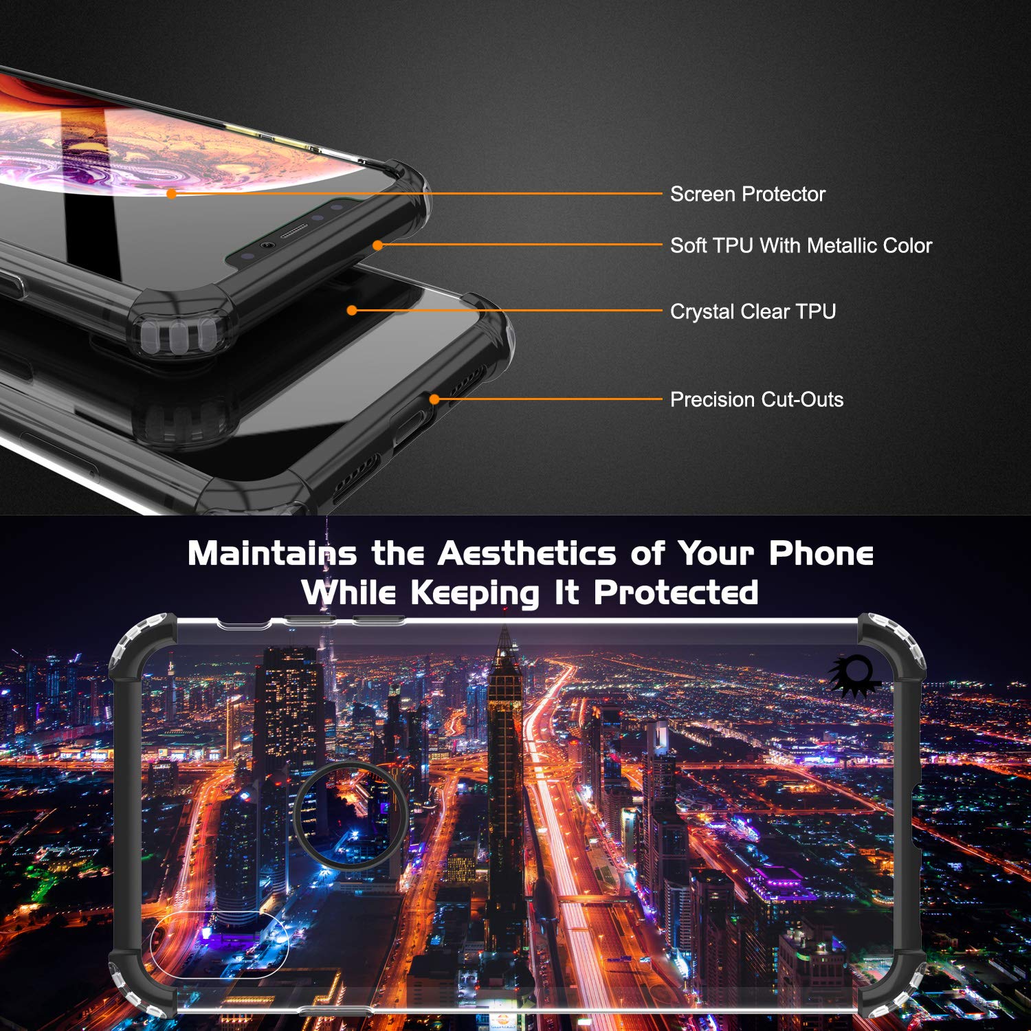 iPhone Xs Max Case, Punkcase [Blaze Series] Protective Cover W/PunkShield Screen Protector [Shockproof] [Slim Fit] Compatible for Apple iPhone Xs Max [Black]