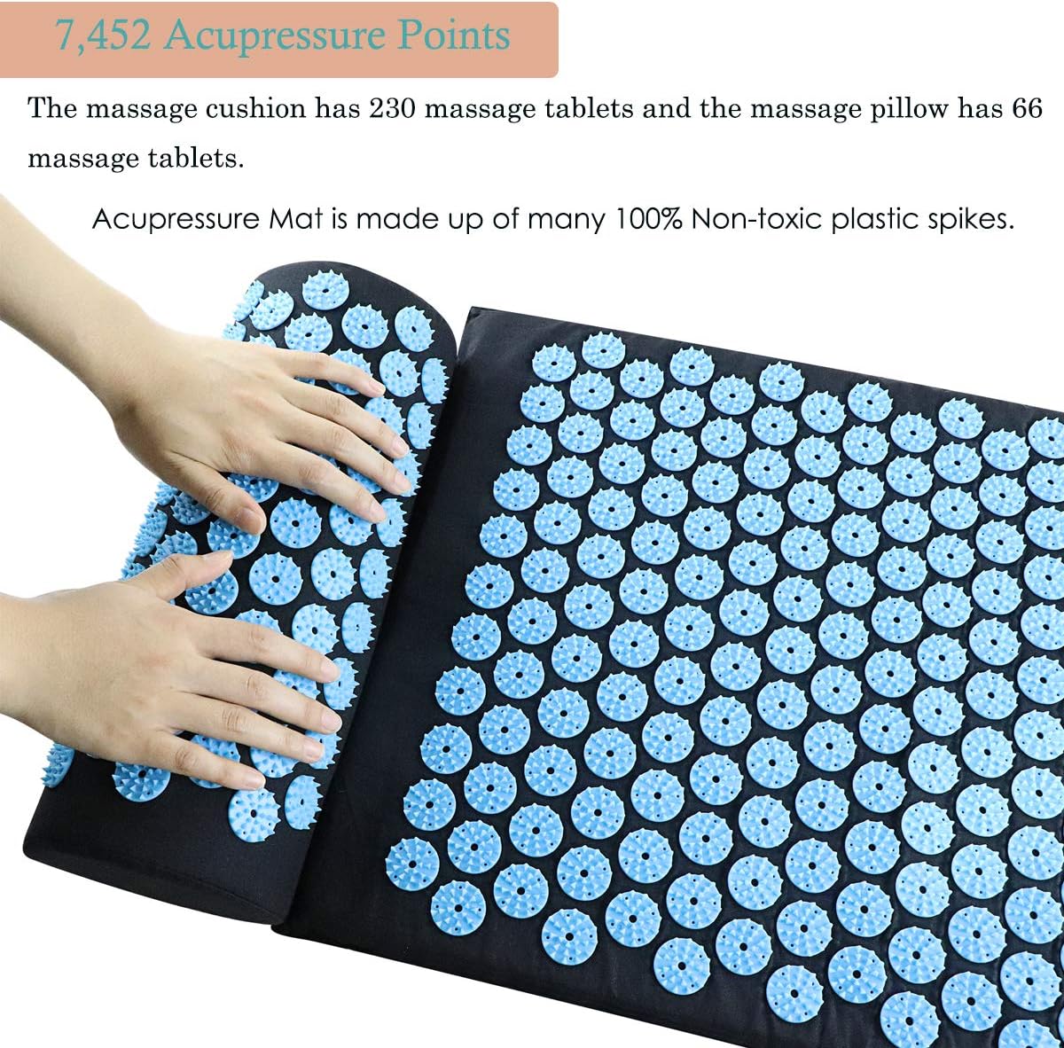 Acupressure Mat and Pillow Set, Back and Neck Pain Relif, Muscle