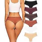 Sth Big Womens Cotton Underwear Sexy Lace Brazilian Panties Soft Breathable Cotton Bikini for Ladies 6 Pack