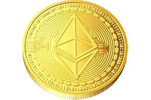 Naturiway 1Pcs Ethereum Coin, Ethereum Commemorative Coin 24K Gold Plated, 3mm ETH Cryptocurrency, Collectible Coin with Protective Case, Blockchain Cryptocurrency, Home and Office Decoration