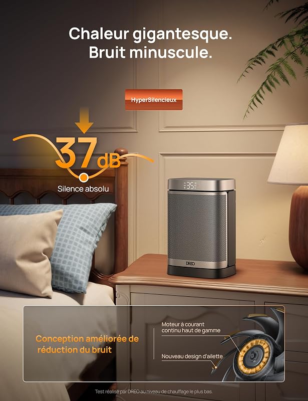 Chauffage d'appoint Atom One, Oscillant sur 70°, Électrique, Radiateur céramique PTC avec thermostat, Minuterie 1-12 h, Télécommande, Protection anti-surchauffe et anti-basculement, Mode ECO