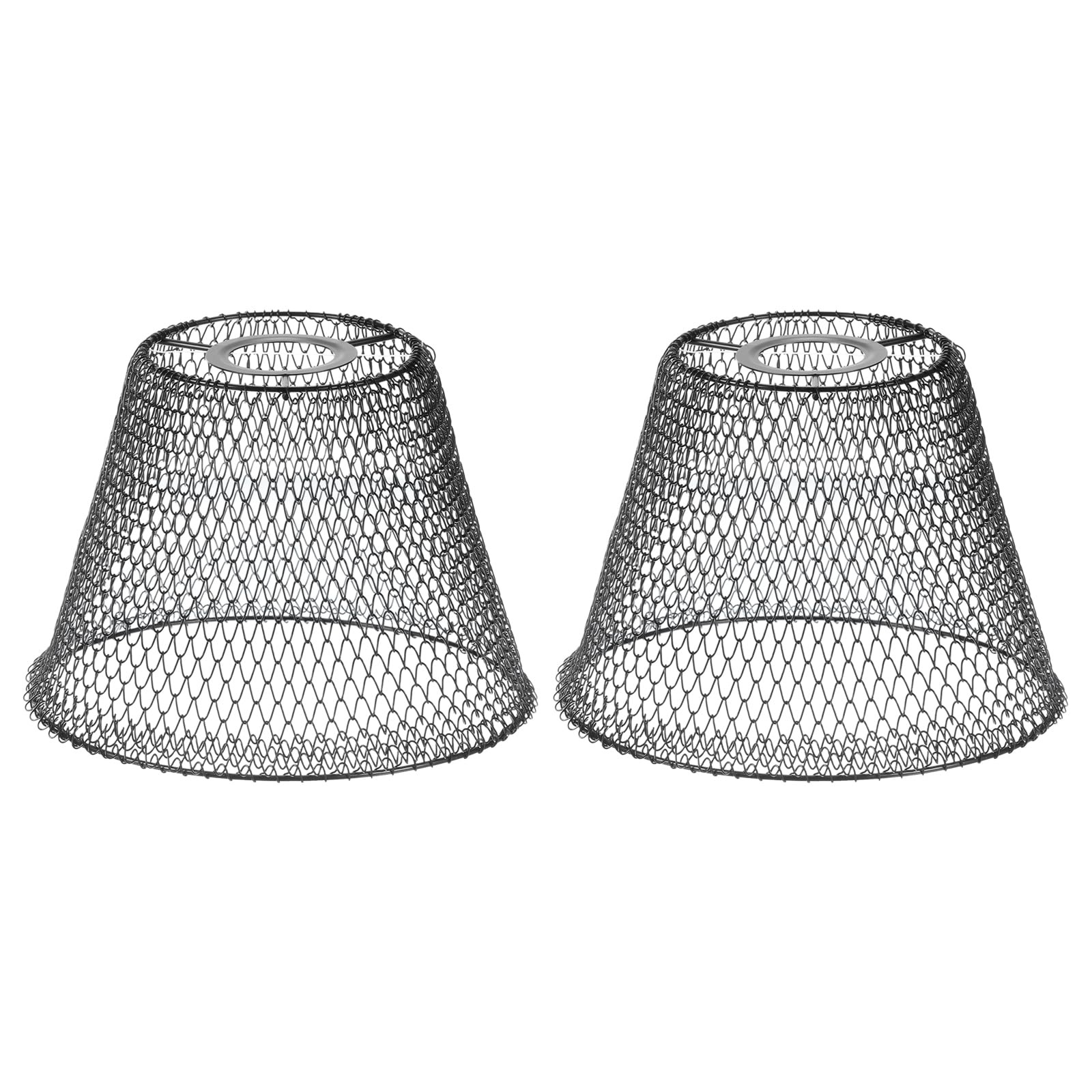 PATIKIL Mesh Lamp Shade, 2pcs Metal Retro Industrial Pendant Light Shade Foldable Lampshade Cover for E26/E27 Bulb Socket Chandelier, Black