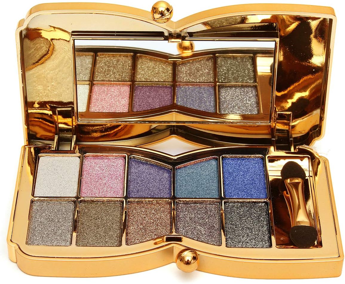 10 Colors Glitter Eyeshadow Palette, Shimmer Ultra Pigmented Long Lasting Makeup Set, Professional Cosmetic Beauty Kit Gifts for Valentine's Day Wedding Evening Party (#4)