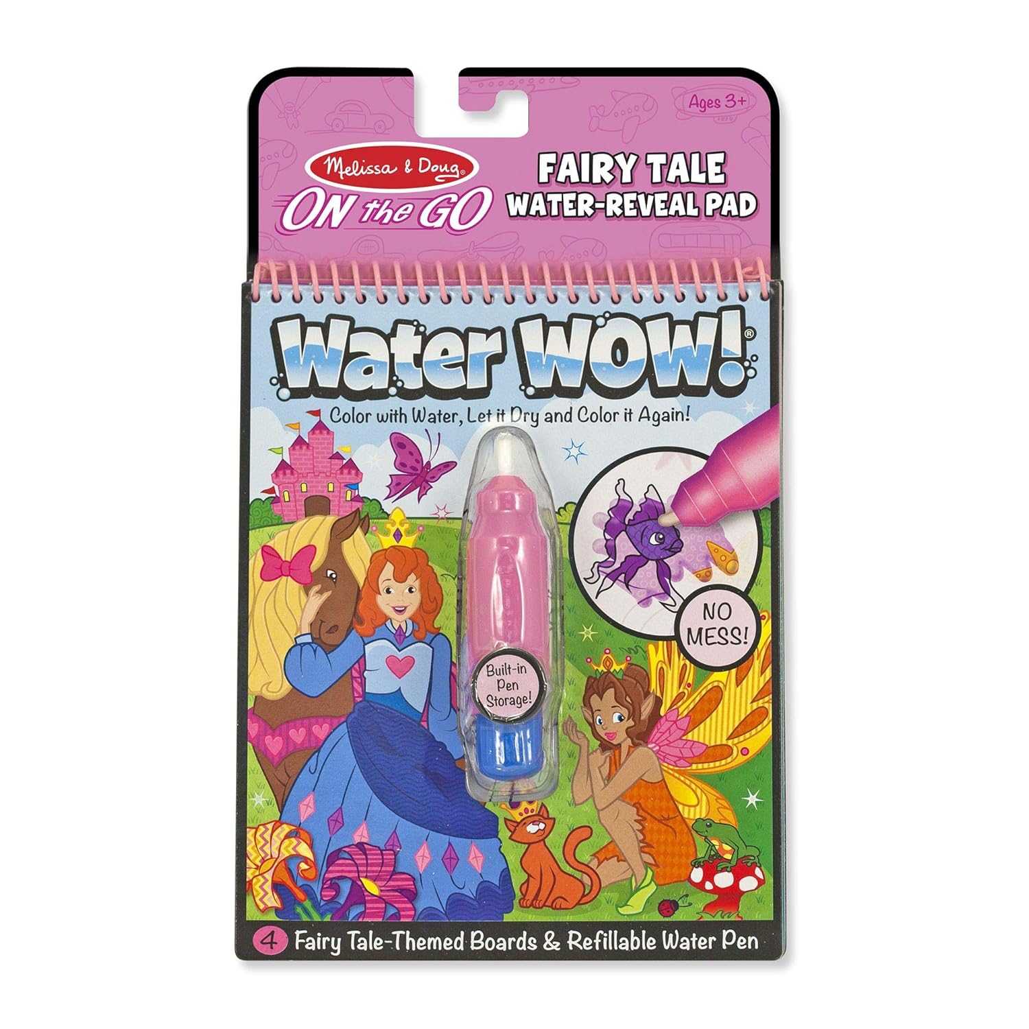 Melissa & Doug On the Go Water Wow! Fairy Tale, Reusable Water-Reveal Activity Pad, Chunky Water Pen, 10” H x 6.25” W x 1.5” L