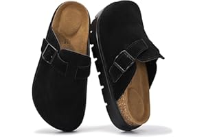 Project Cloud 100% Genuine Leather Platform Clogs for Women Footwear - Memory Foam Arch Support Cork Footbed Casual Shoes & Mules for Women 2025 (Benton Chunky)