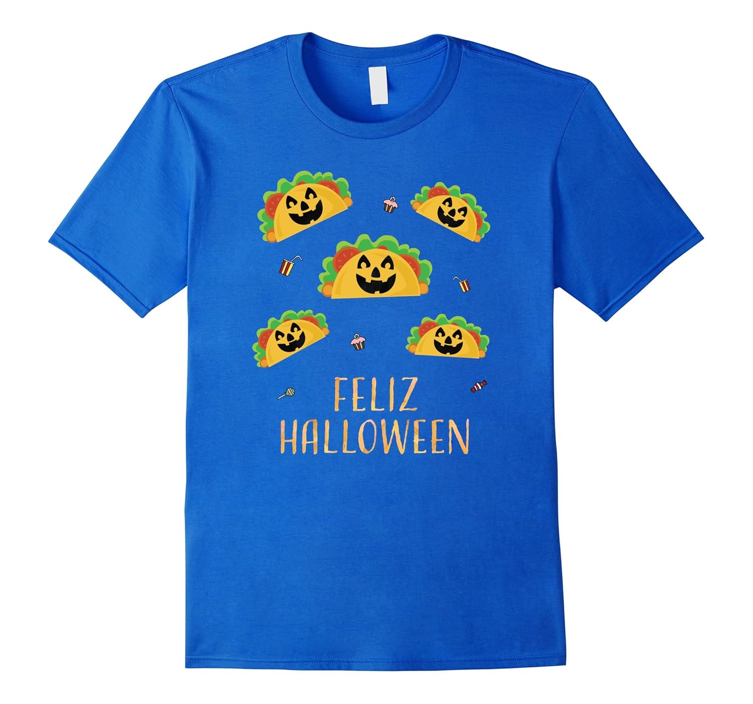 Feliz Halloween Mexican Taco Food Pumpkin Pun Shirts Tee-Rose