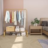 JIUYOTREE 110cm Metal Garment Rack with Bottom Shoe Shelf Gold view 3