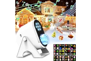 YUOIOYU Projector Lights Outdoor, Holiday Projector Lights with Bluetooth Speaker, 12 Slides * 4 Patterns Ocean Wave Projector Light for Birthday Party Garden Decor (White)