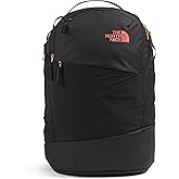 The North Face Women's Isabella Transit Backpack | Commuter Travel Bag with 16" Laptop Sleeve, Water-Repellent Finish, Women-Specific Fit, TNF Black Light Heather/Burnt Coral Metallic-NPF, One Size