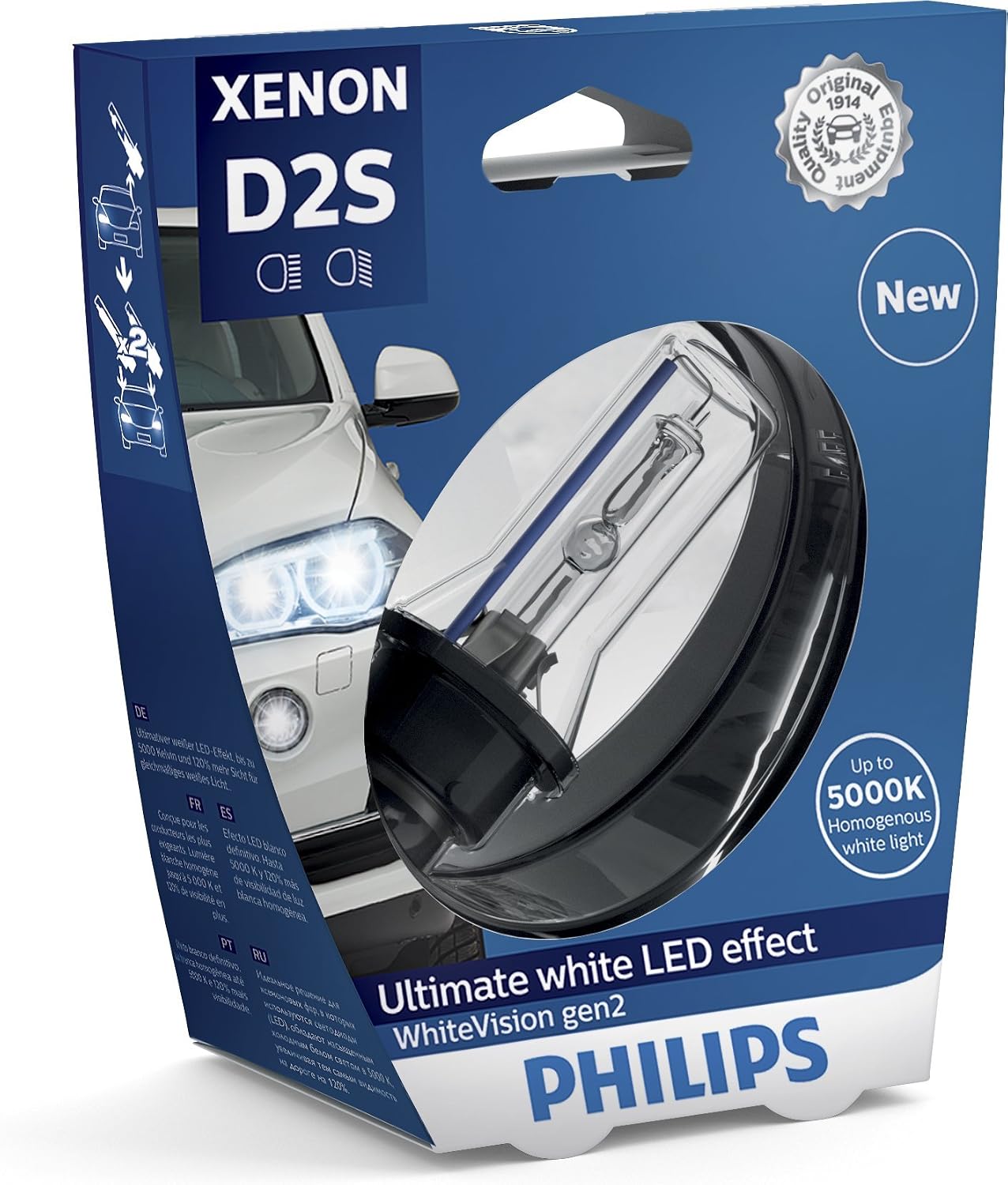 Philips 85122WHV2S1 WhiteVision gen2 Xenon headlight bulb D2S, single blister