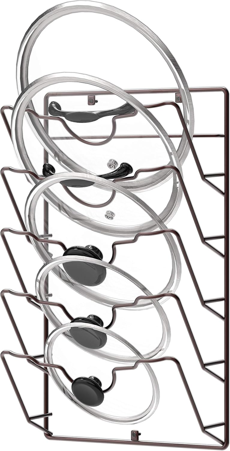 Simple Houseware Wall Door Mounted Pot Lid Rack, Chrome Finish -