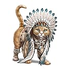 Chief Runs With Paws Cat Figurine with Tribal Style Outfit by The Hamilton Collection