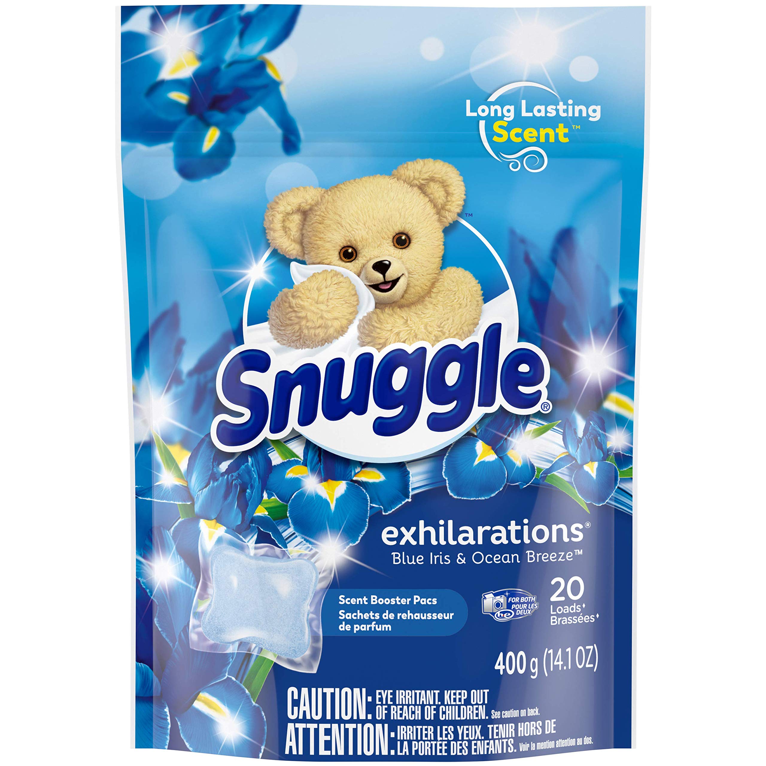 Snuggle Exhilarations in Wash Laundry Scent Booster Pacs, Blue Iris & Ocean Breeze, 20 Count
