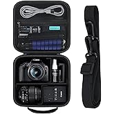 RAIALL Camera Case for Canon EOS Rebel T7/ R50/ R50V/ R100/ R5/ R6 Mark II/ R7/ R8/ R10/RP/T6/ Sony/Nikon D7500 Camera, Hard Carrying Case Protective Travel Bag Fits Lens, Tripod, Batteries, Black