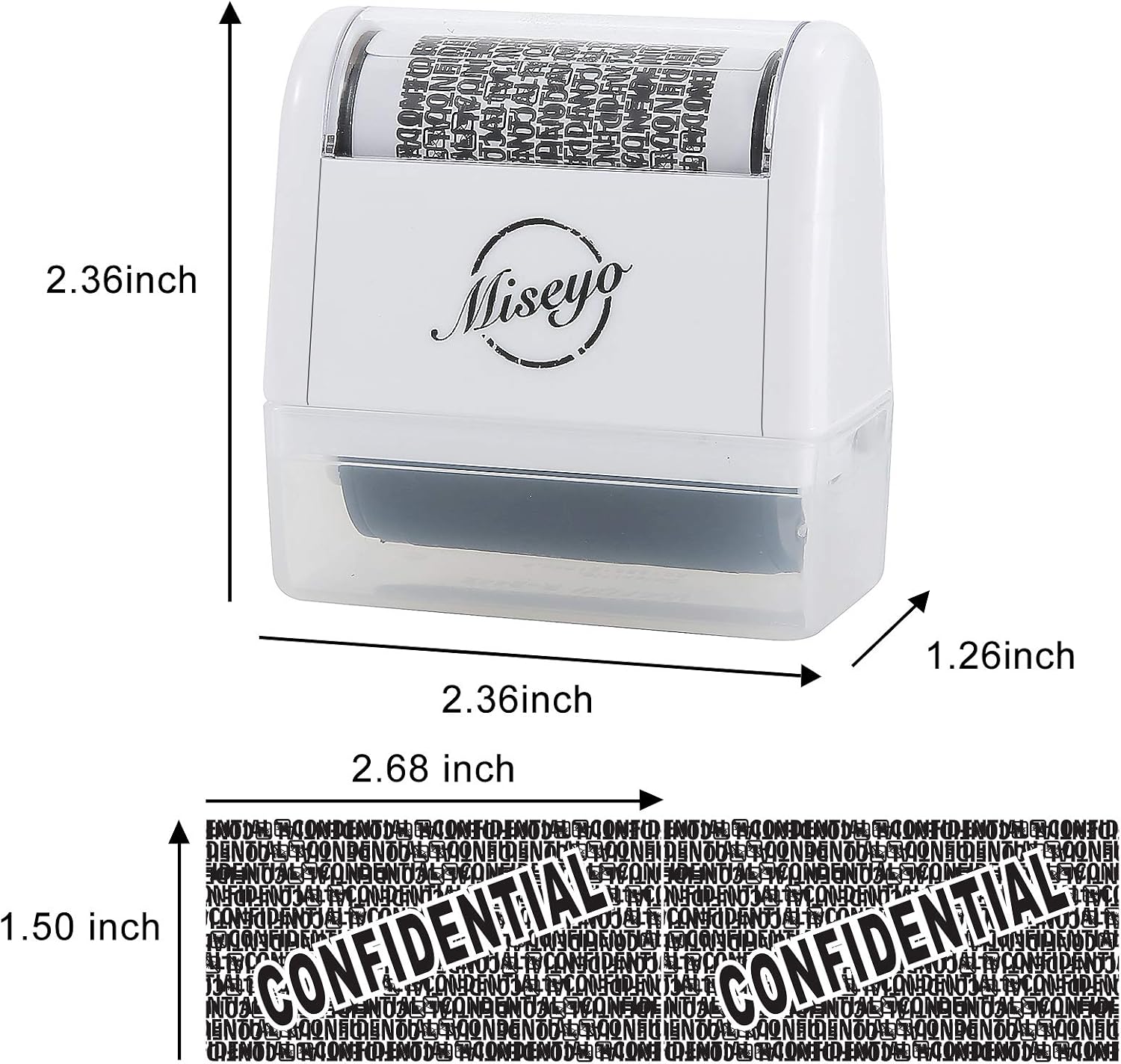 Miseyo Identity Theft Protection Roller Stamp Set - White (6 Refill Ink Incleded), Stamp+6 Refills - Image 3