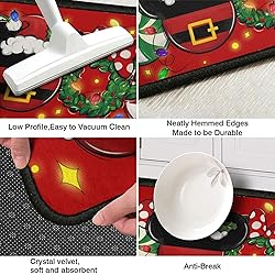 Christmas Kitchen Rugs Set of 2, Red Cartoon Mouse