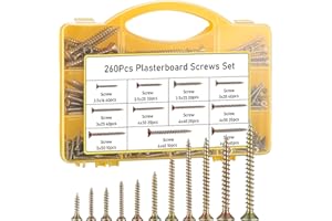SYBDXJ 260 Pcs Wood Screws, Flat Head Phillips Drywall Screws, Bugle Head Self Tapping Chipboard Screws Assortment Kit for Sheetrock Woodworking Construction, Zinc Plated, M3.5 M4 M5 M6