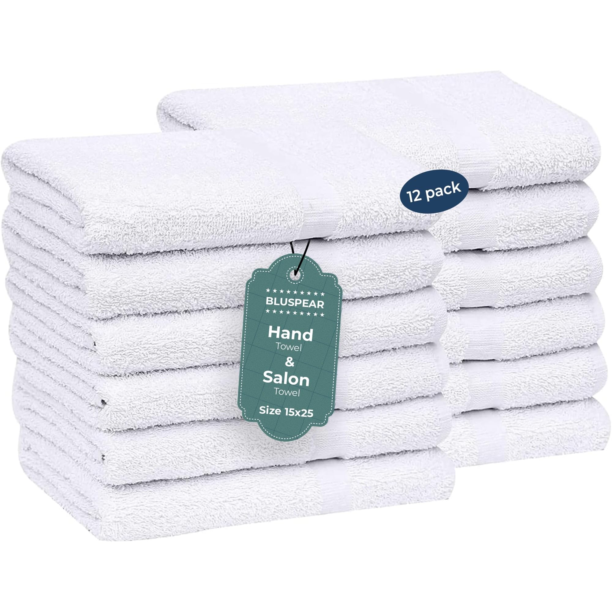 Hotel Quality White Cotton Hand Towels for Bathroom