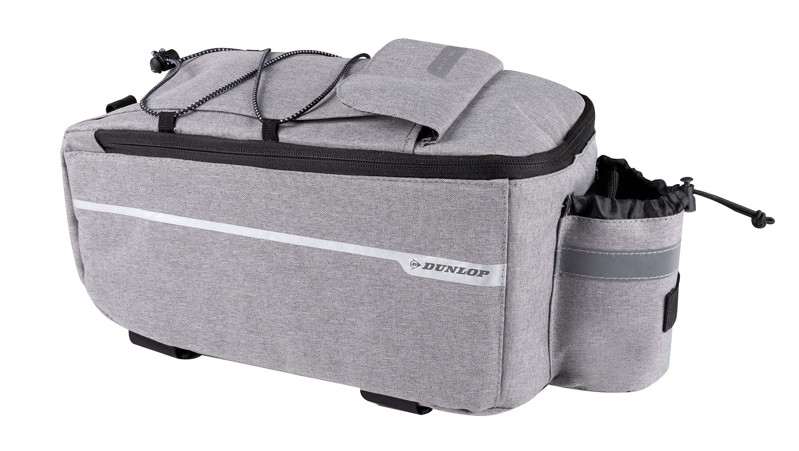 Dunlop Bike Bicycle Bag for Pannier Rack - 7 Litre Cool Bag Velcro Fastening with Additional Storage Compartments and Bottle Holder Insulated Inner Layer Shoulder Strap Grey