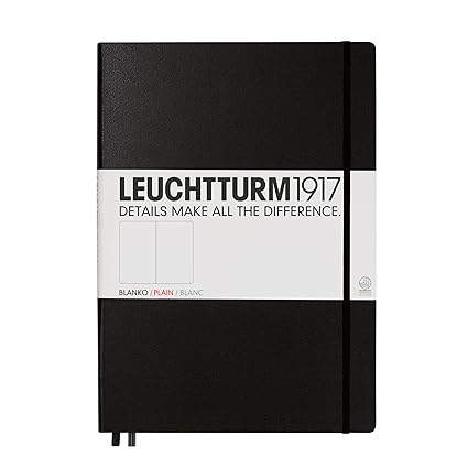 Leuchtturm1917 308227 Master Classic Notizbuch (A4+, Blanko, Hardcover) 233 Seiten schwarz