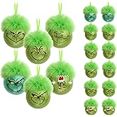 12 Pcs Christmas Balls Ornaments, 2.36 Inch Christmas Tree Decoration Ornaments Shatterproof Plastic Green Hanging Baubles for Xmas Tree Halloween Decoration, Holiday, Party and Home Decor