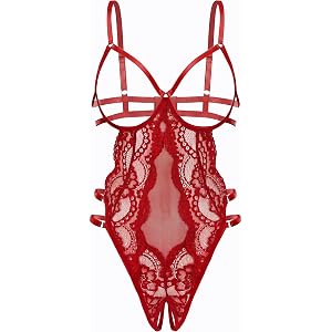 Avidlove Lace Lingerie for Women Strappy Cut Out Sexy Teddy Bodysuit | One Piece Outfits, Adjustable Strap, Mesh Teardrop Fro