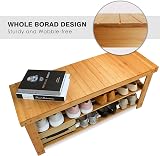 SMIBUY Bamboo Shoe Rack Bench 3-Tier Organizer Natural view 7
